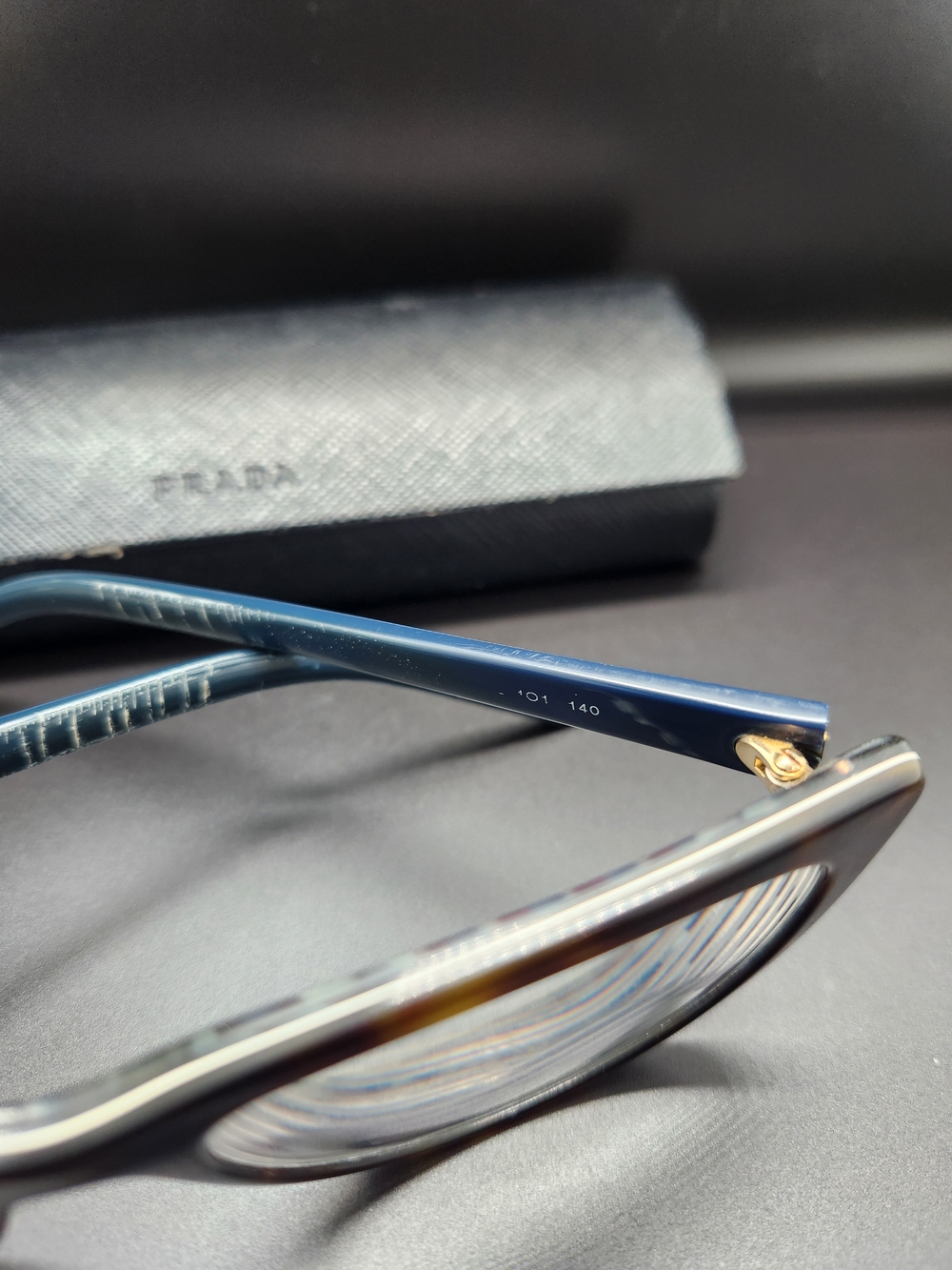 Prada Tortoiseshell Cat-Eye Frames with Blue Temples - Picture 4 of 7